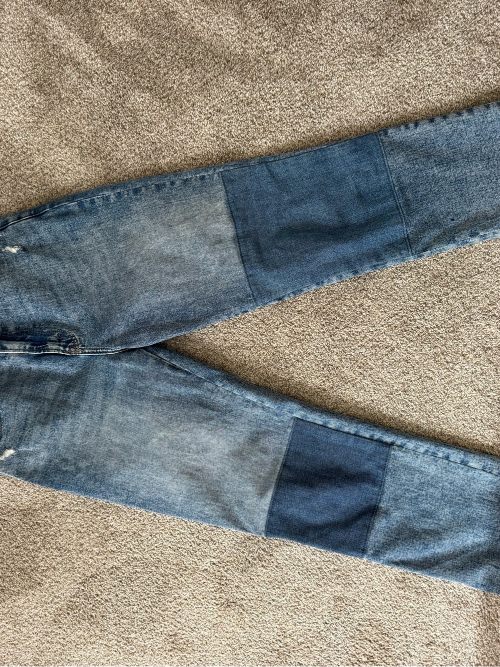 Womens Blue Patchwork Jeans